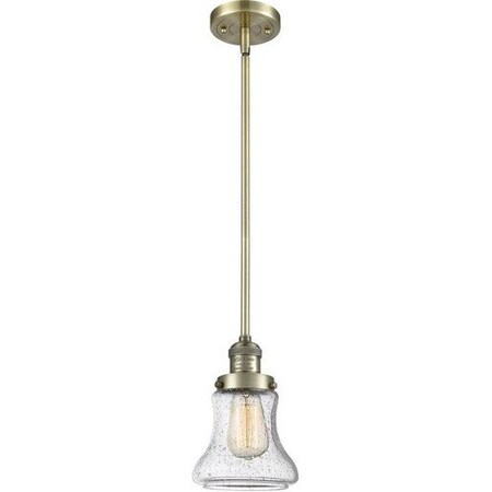 Innovations Lighting Bellmont 1-100 Watt 6.5" Antique Brass  Pendant w/ Seedy Glass & Brass Hang Straight Swivel, 528114 201S-AB-G194